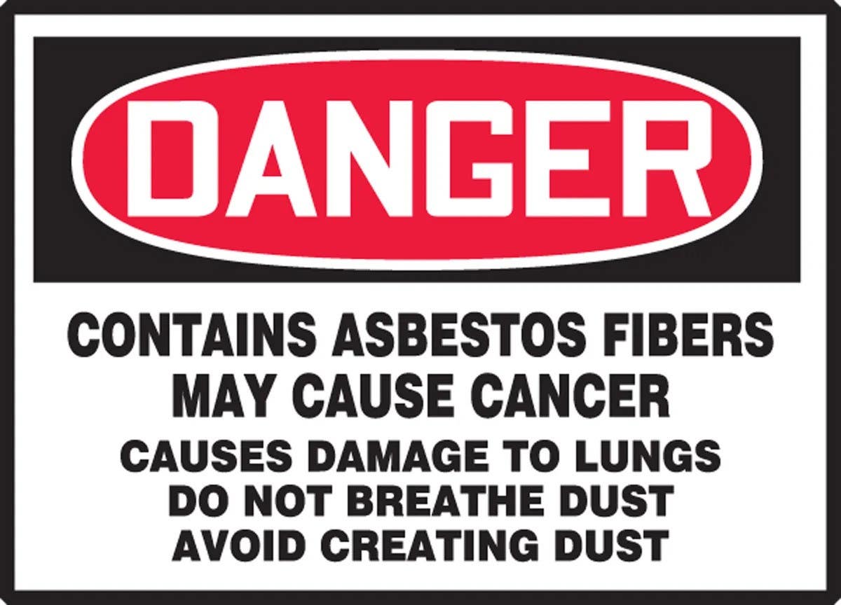 AccuformNMC LCAW10 OSHA Danger Safety Label, Contains Asbestos Fibers…, Adhesive Vinyl, 5/Pk
