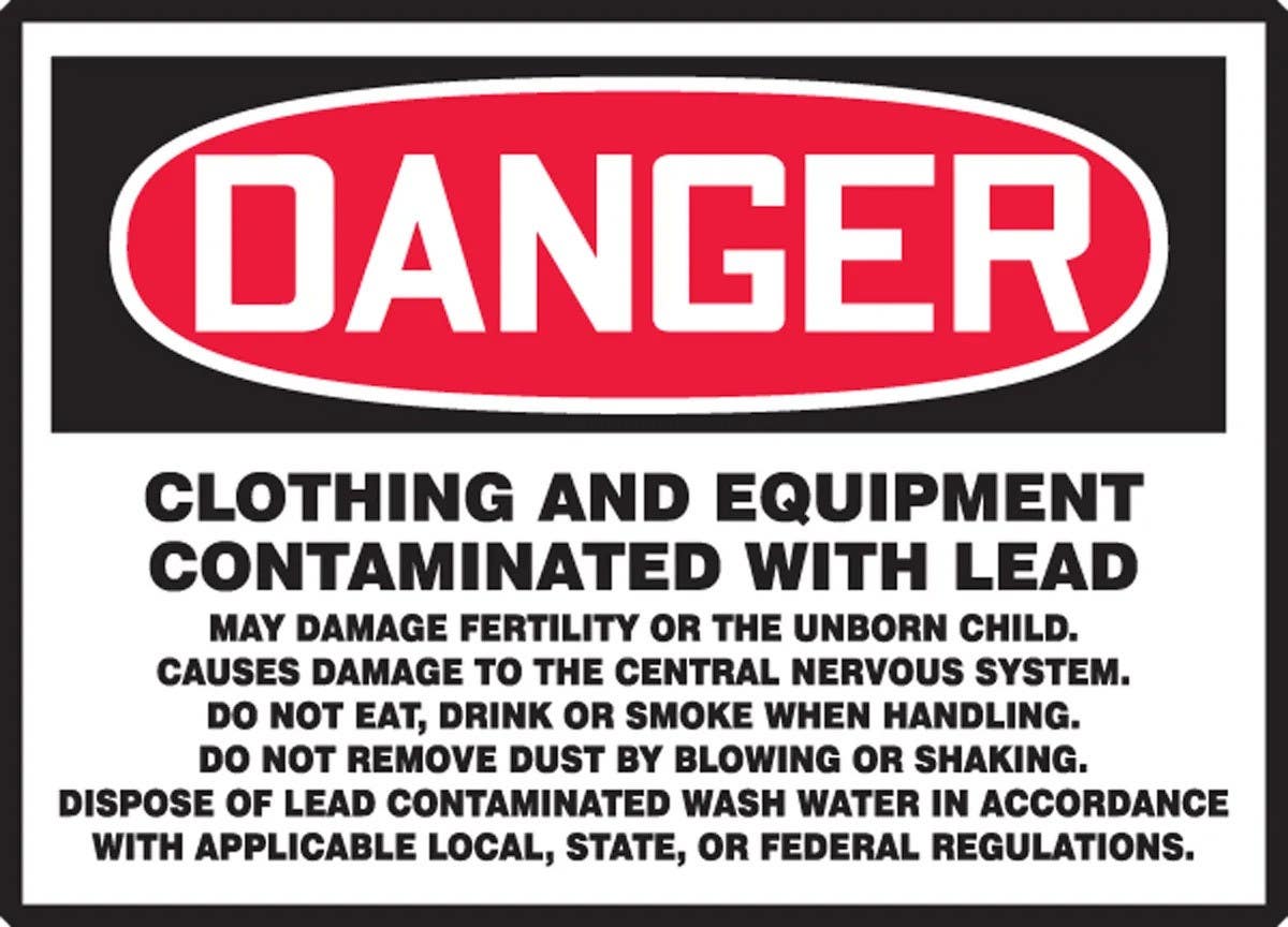 AccuformNMC LCAW10 OSHA Danger Safety Label, Clothing And Equipment..., Adhesive Vinyl, 5/Pk