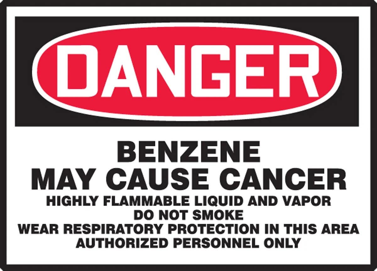 AccuformNMC LCAW Safety Label, Danger, Benzene May Cause Cancer..., Adhesive Dura Vinyl