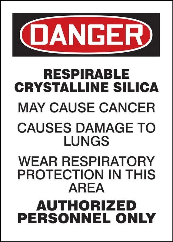 AccuformNMC LCAW1 OSHA Danger Safety Label, Respirable Crystalline Silica…, Adhesive Dura Vinyl