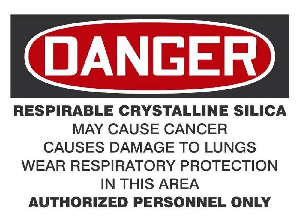 AccuformNMC LCAW1 OSHA Danger Safety Label, Respirable Crystalline Silica, May Cause Cancer…, Adhesive Dura Vinyl