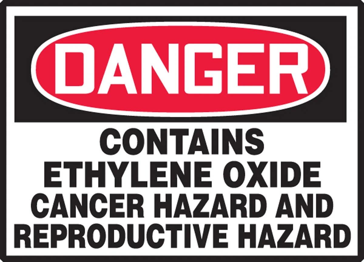AccuformNMC LCAW125VSP OSHA Danger Safety Label, Contains Ethylene Oxide, Cancer Hazard…, Adhesive Vinyl, 3-1/2" H x 5" W, 5/Pk