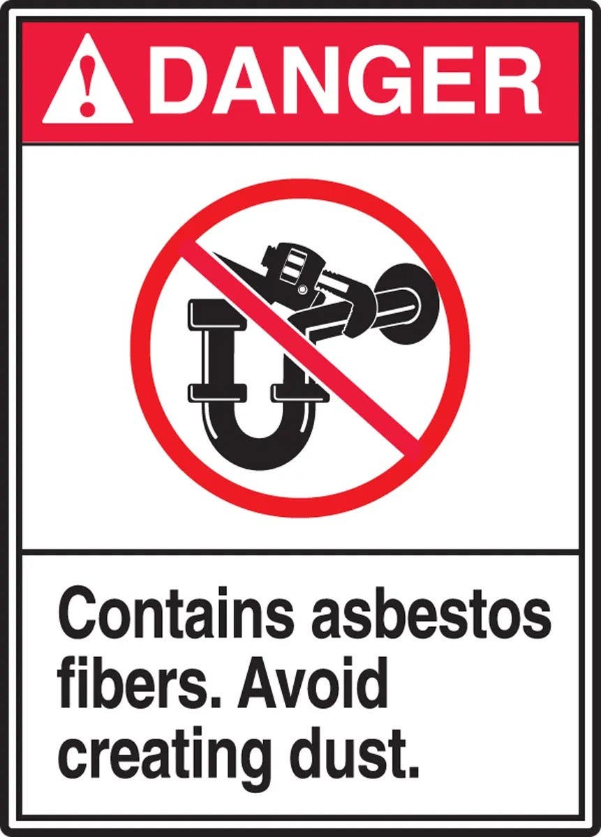AccuformNMC LCAW150VSP ANSI Danger Safety Label, Contains Asbestos Fibers, Avoid Creating Dust, Adhesive Vinyl, 5/Pk