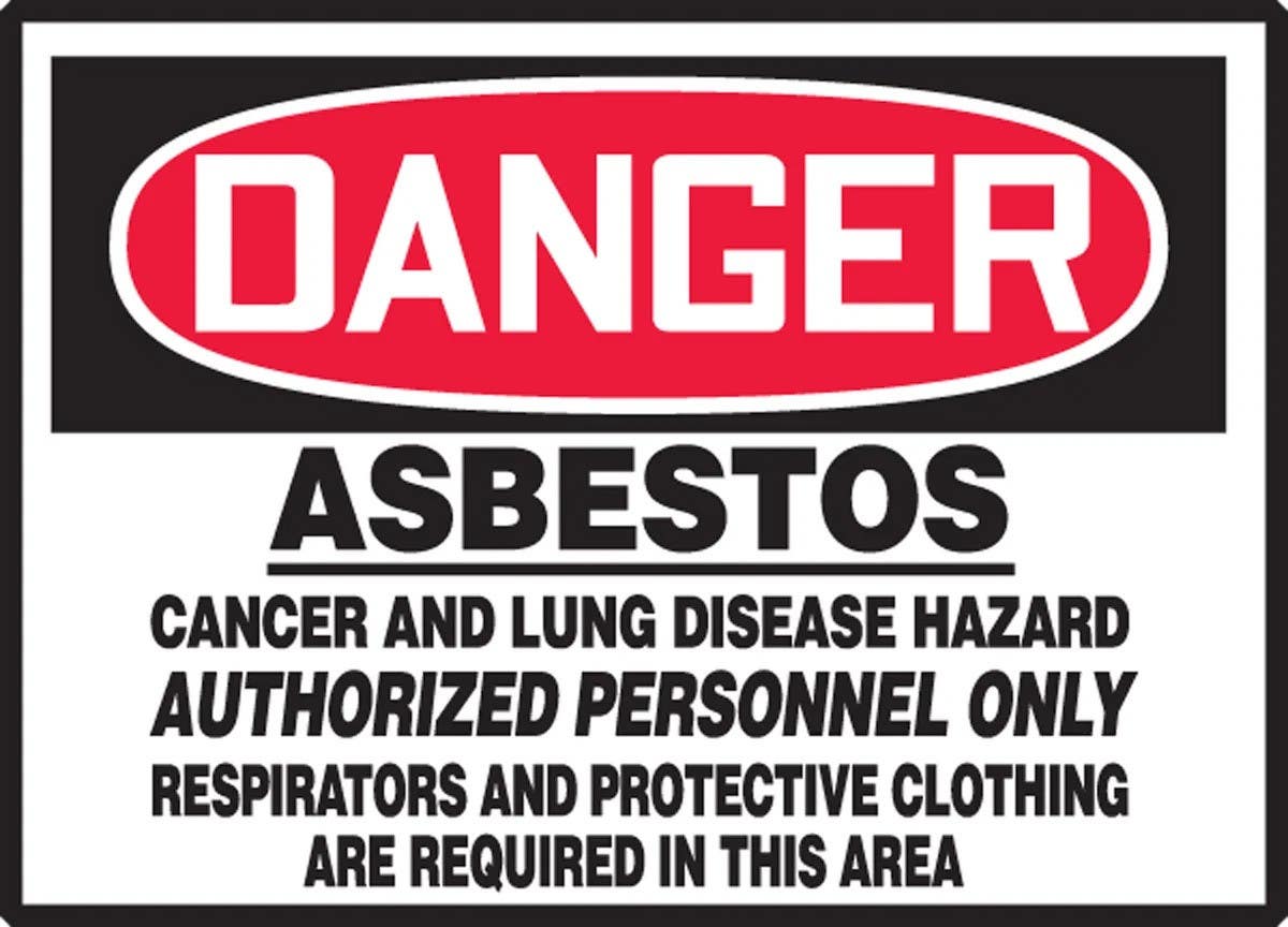AccuformNMC LCAW231XVE OSHA Danger Chemical & Hazardous Material Label, Asbestos…, Adhesive Dura Vinyl, 3-1/2" H x 5" W