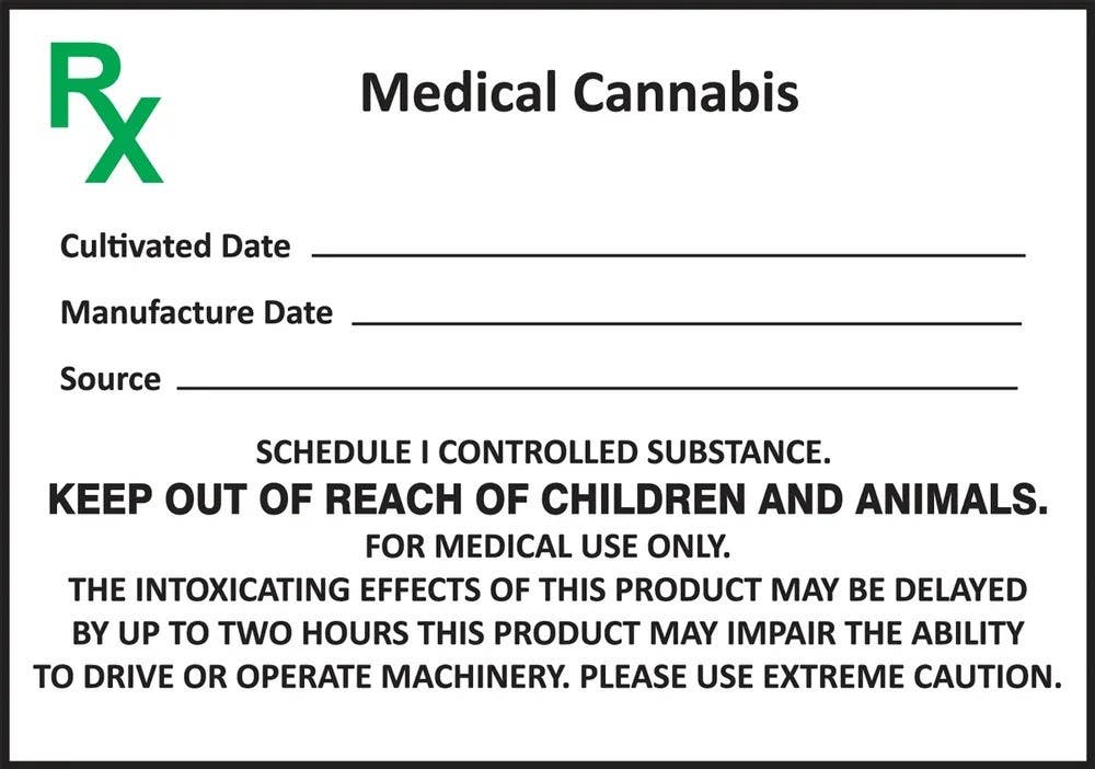 AccuformNMC LCAW502VSP Safety Label, Medical Cannabis, Adhesive Vinyl, 3-1/2" H x 5" W, 5/Pk