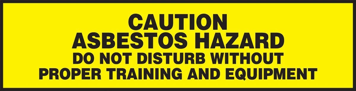 AccuformNMC LCAW512 Chemical & Hazardous Safety Label, Caution Asbestos Hazard..., Adhesive Dura-Vinyl, 2-1/4" H x 9" W