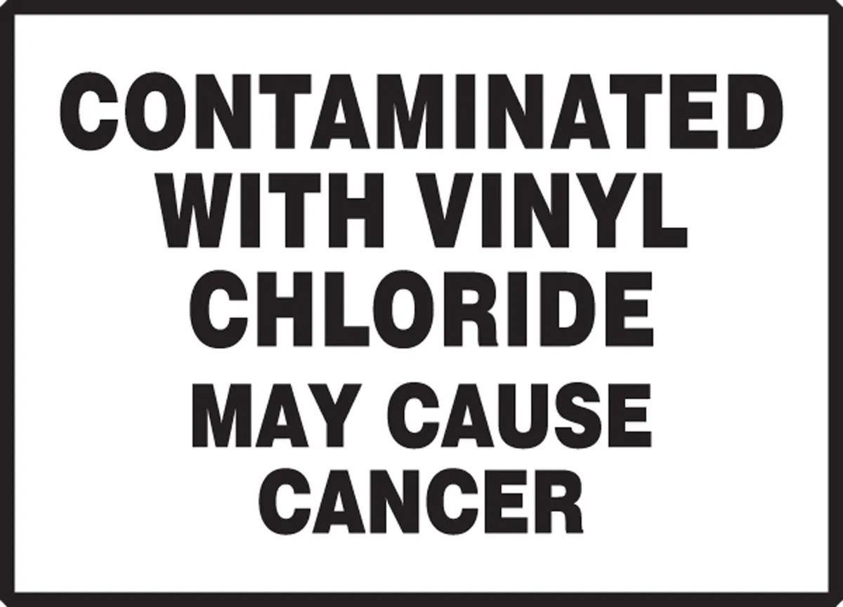 AccuformNMC LCAW52 Safety Label, Contaminated w/ Vinyl Chloride, May Cause Cancer, Adhesive Vinyl, 5/Pk