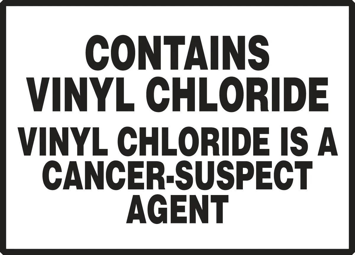 AccuformNMC LCAW533XVE Safety Label, Contains Vinyl Chloride, Vinyl Chloride Is A Cancer-Suspect Agent, Adhesive Dura Vinyl