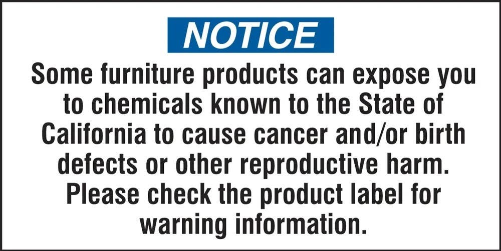 AccuformNMC LCAW625VSP Prop 65 Furniture Product Exposure Safety Label..., Adhesive Vinyl, 1-1/2" H x 3" H, 10/Pk