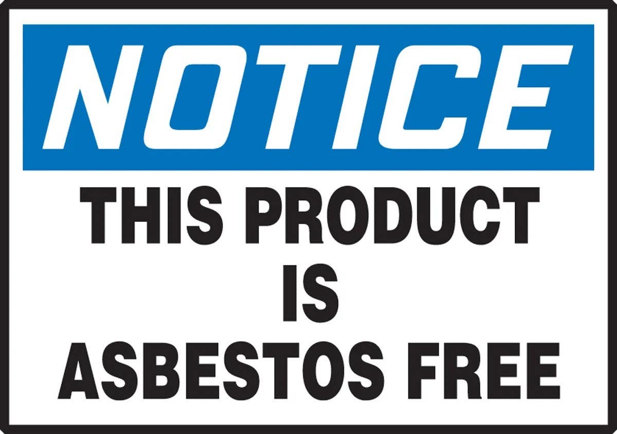 AccuformNMC LCAW80 Safety Label, Notice, This Product Is Asbestos Free, Adhesive Dura Vinyl