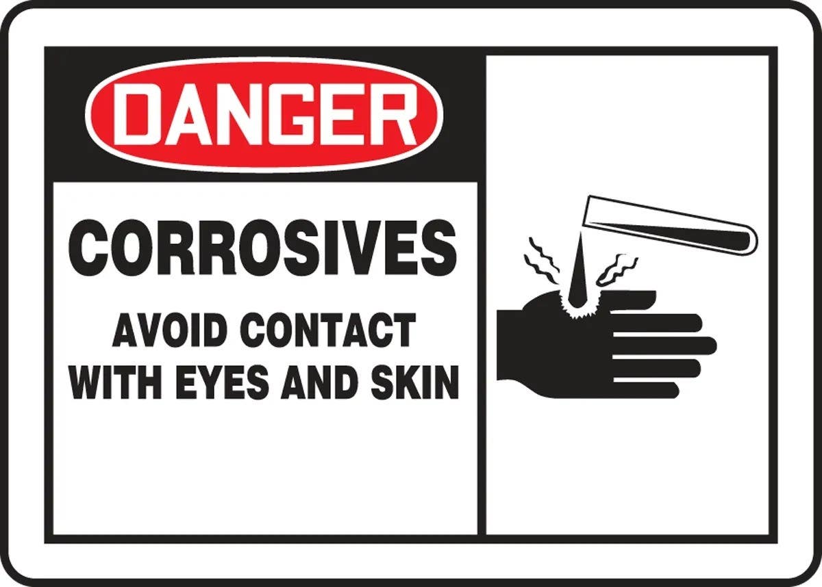 AccuformNMC LCHL003XVE OSHA Danger Safety Label, Corrosives, Avoid Contact With Eyes And Skin, Adhesive Dura Vinyl