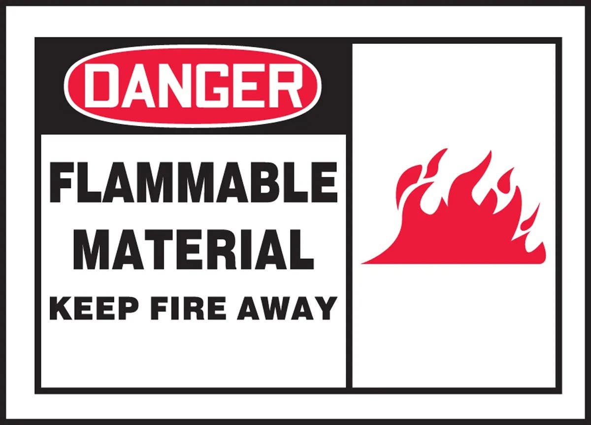 AccuformNMC LCHL004XVE OSHA Danger Safety Label, Flammable Material, Keep Fire Away, Adhesive Dura Vinyl, 3-1/2" H x 5" W