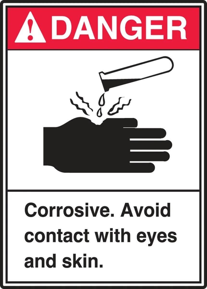 AccuformNMC LCHL008XVE ANSI Danger Safety Label, Corrosive, Avoid Contact With Eyes And Skin, Adhesive Dura Vinyl