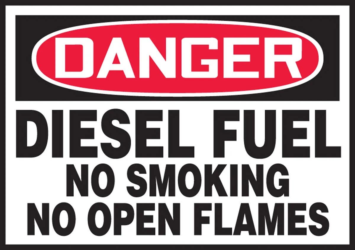 AccuformNMC LCHL018XVE OSHA Danger Safety Label, Diesel Fuel No Smoking No Open Flames, Adhesive Dura Vinyl, 3-1/2" H x 5" W