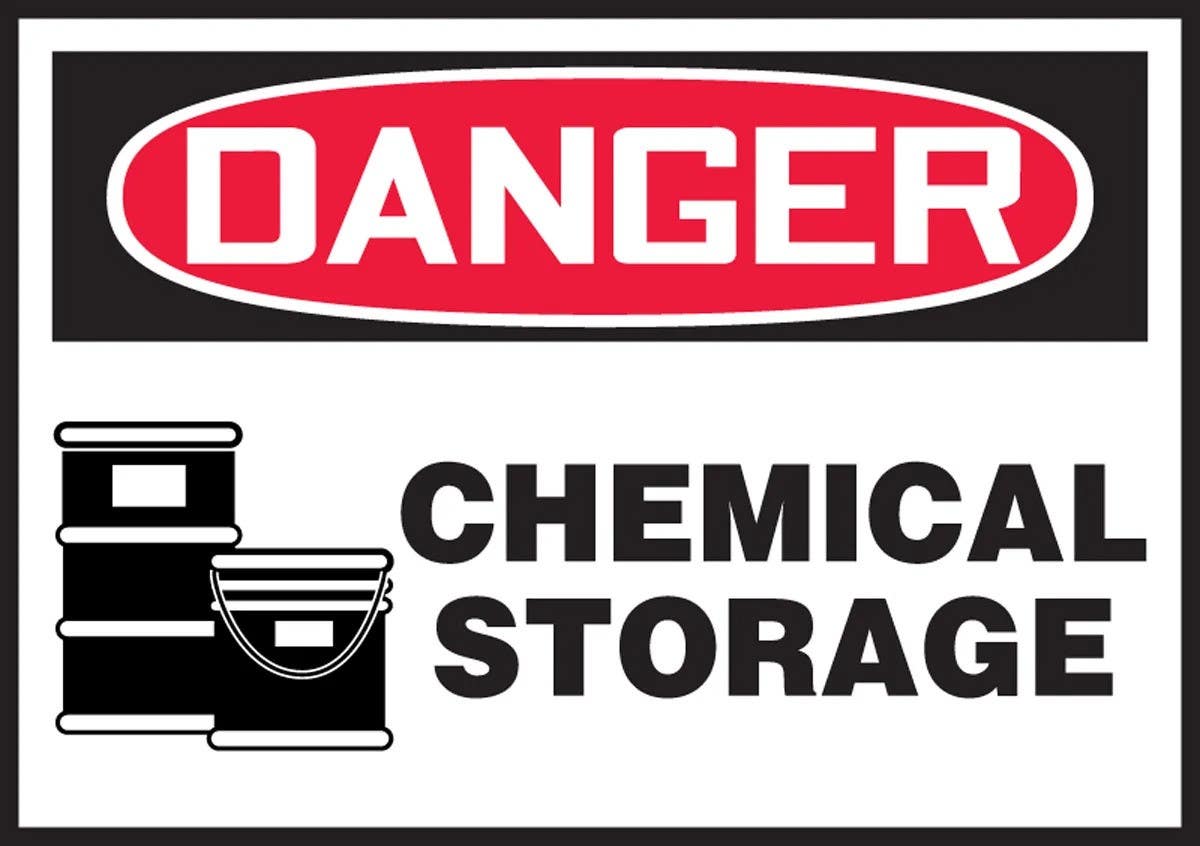 AccuformNMC LCHL022VSP OSHA Danger Safety Label, Chemical Storage, Adhesive Vinyl, 3-1/2" H x 5" W, 5/Pk