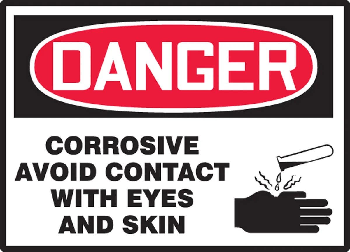 AccuformNMC LCHL120VSP OSHA Danger Safety Label, Corrosive, Avoid Contact With Eyes And Skin, Adhesive Vinyl, 5/Pk