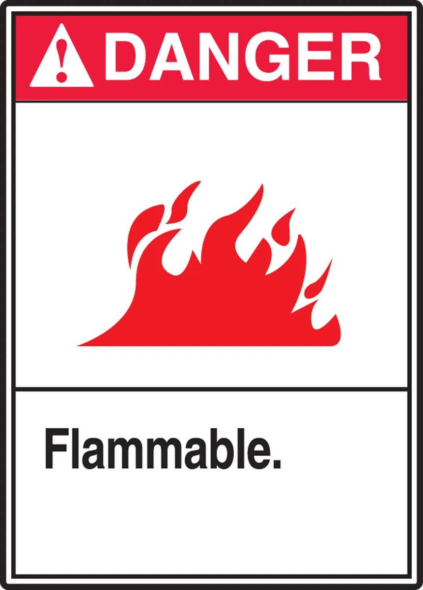 AccuformNMC LCHL130VSP ANSI Danger Safety Label, Flammable, Adhesive Vinyl, 5" H x 3-1/2" W, 5/Pk