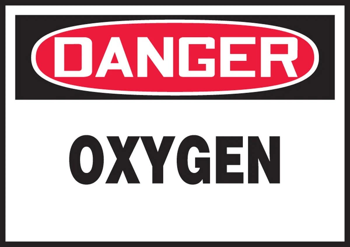 AccuformNMC LCHL144XVE OSHA Danger Safety Label, Oxygen, Adhesive Dura Vinyl, 3-1/2" H x 5" W