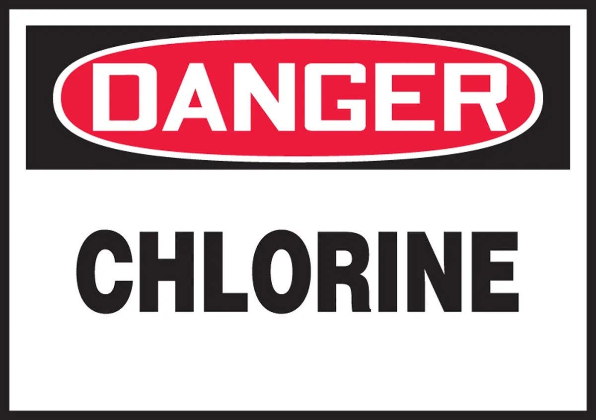 AccuformNMC LCHL145XVE OSHA Danger Safety Label, Chlorine, Adhesive Dura Vinyl, 3-1/2" H x 5" W