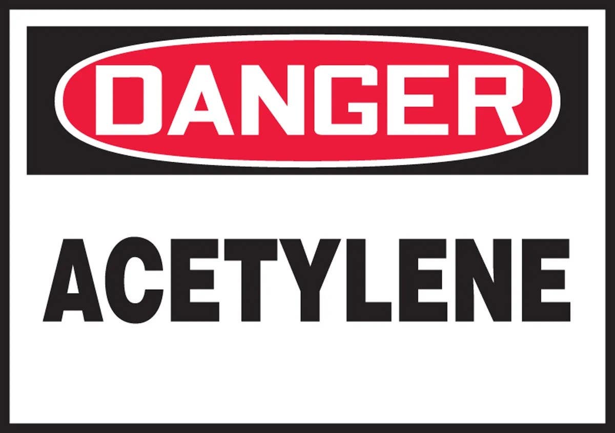 AccuformNMC LCHL146XVE OSHA Danger Safety Label, Acetylene, Adhesive Dura Vinyl, 3-1/2" H x 5" W