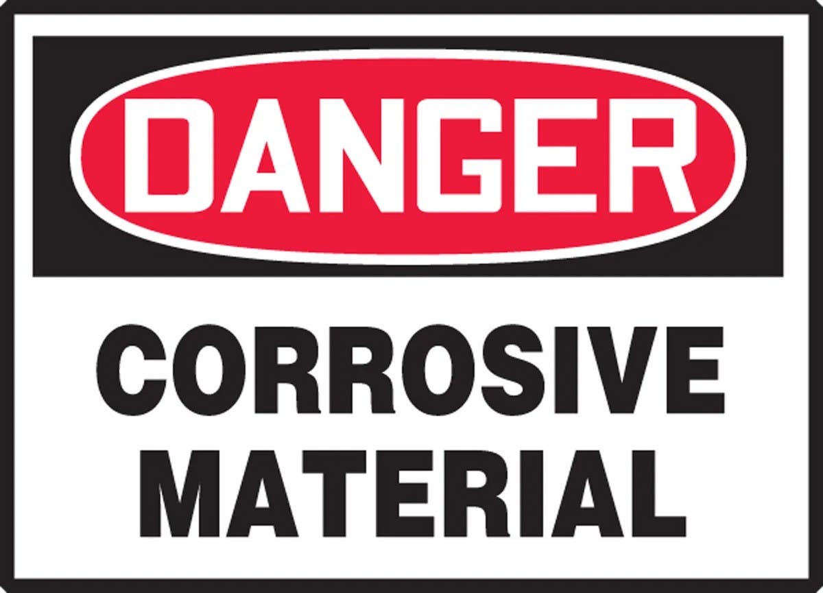 AccuformNMC LCHL150XVE OSHA Danger Safety Label, Corrosive Material, Adhesive Dura Vinyl, 3-1/2" H x 5" W