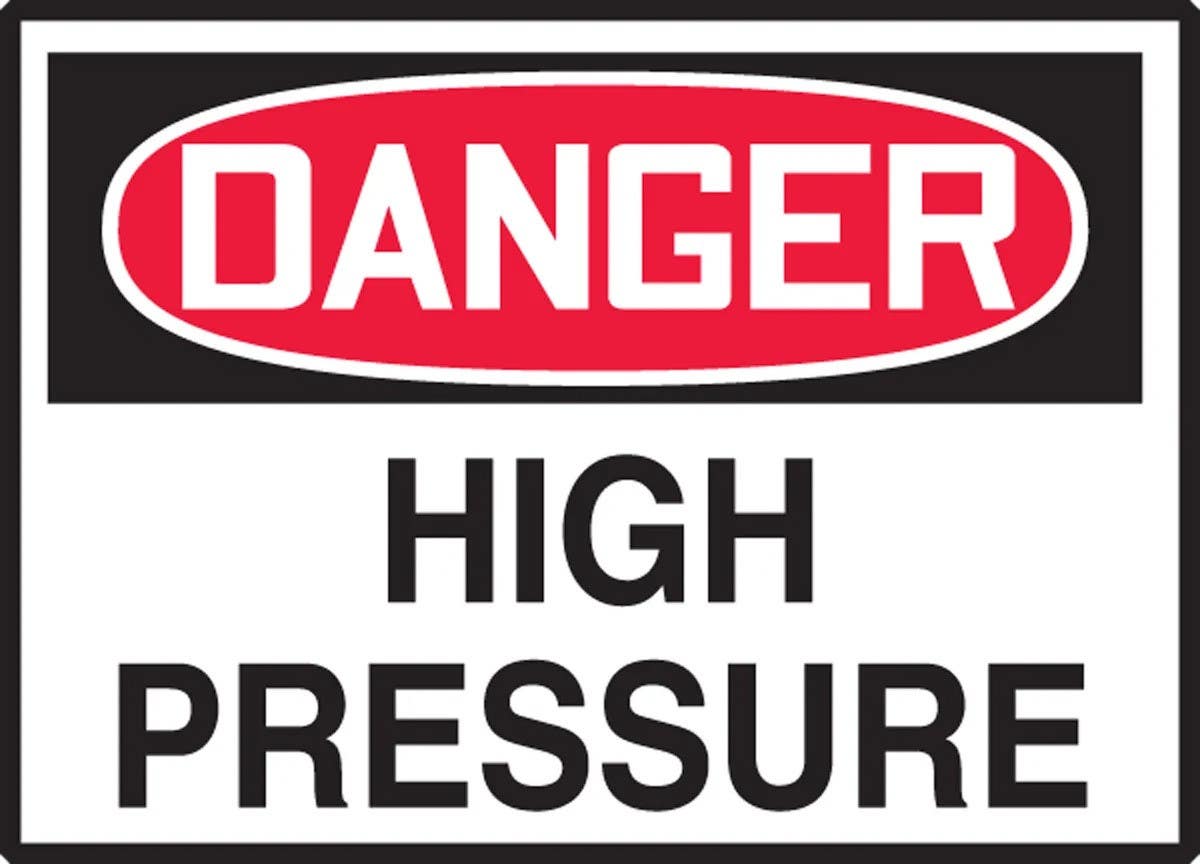 AccuformNMC LCHL159VSP OSHA Danger Safety Label, High Pressure, Adhesive Vinyl, 3-1/2" H x 5" W, 5/Pk