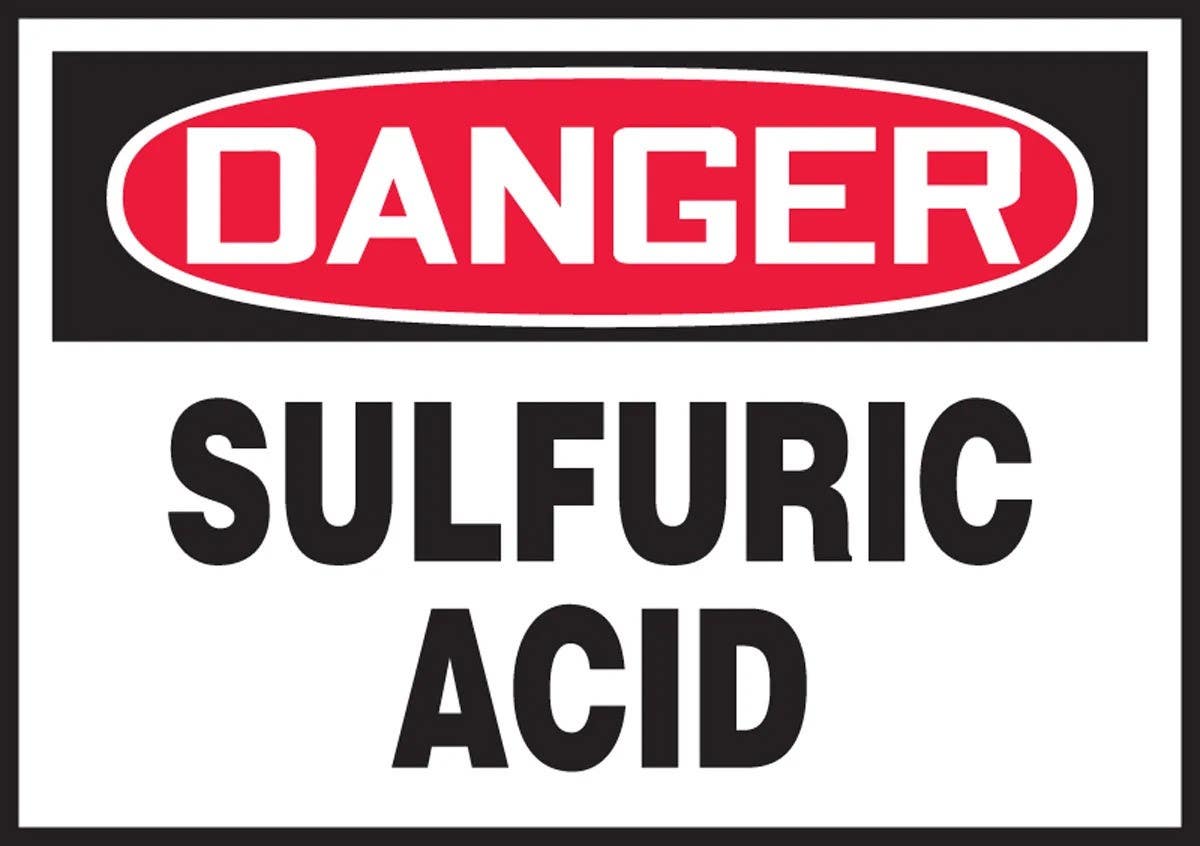 AccuformNMC LCHL162XVE OSHA Danger Safety Label, Sulfuric Acid, Adhesive Dura Vinyl, 3-1/2" H x 5" W