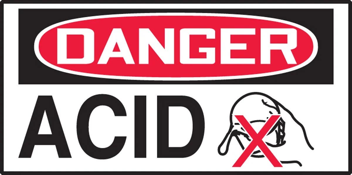 AccuformNMC LCHL171XVE OSHA Danger Safety Label, Acid, Adhesive Dura Vinyl, 1-1/2" H x 3" W