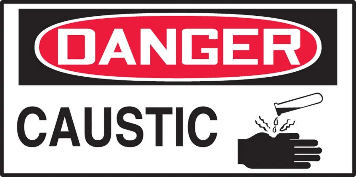 AccuformNMC LCHL172VSP OSHA Danger Safety Label, Caustic, Adhesive Vinyl, 1-1/2" H x 3" W, 10/Pk