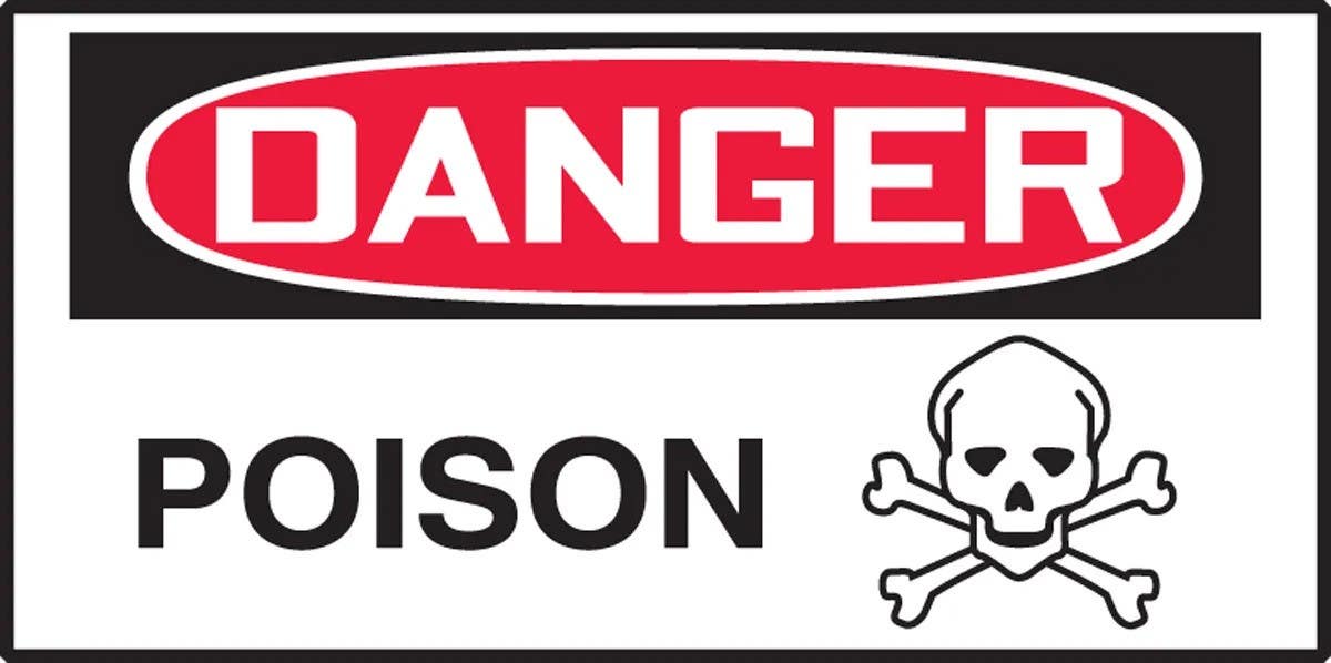 AccuformNMC LCHL176VSP OSHA Danger Safety Label, Poison, Adhesive Vinyl, 1-1/2" H x 3" W, 10/Pk