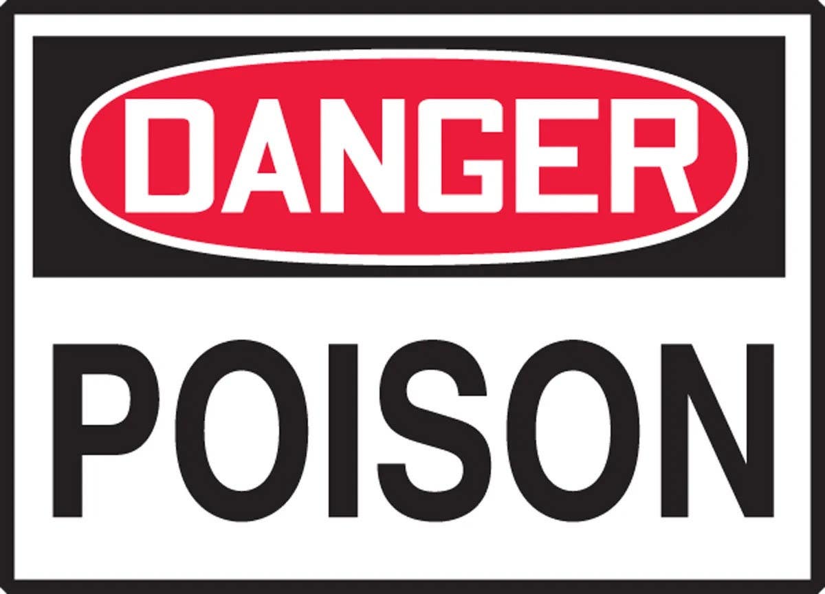 AccuformNMC LCHL289VSP OSHA Danger Safety Label, Poison, Adhesive Vinyl, 3-1/2" H x 5" W, 5/Pk