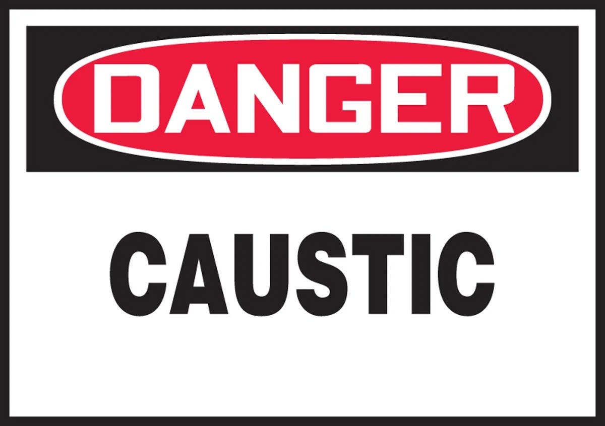AccuformNMC LCHL297XVE OSHA Danger Safety Label, Caustic, Adhesive Dura Vinyl, 3-1/2" H x 5" W