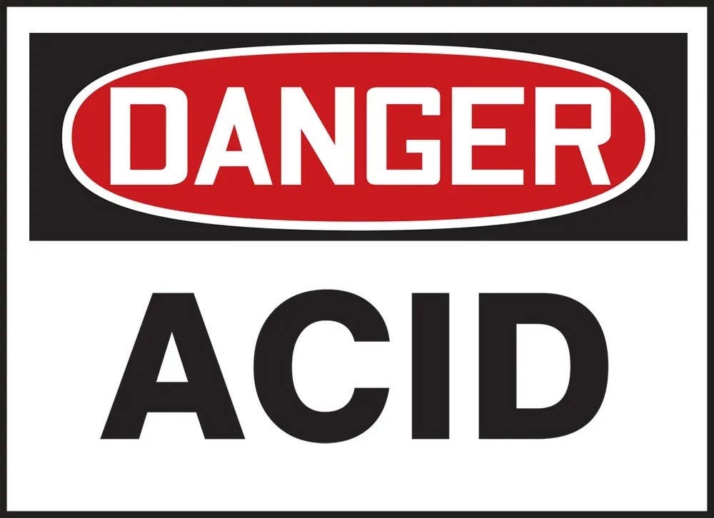 AccuformNMC LCHL299XVE OSHA Danger Safety Label, Acid, Adhesive Dura Vinyl, 3-1/2" H x 5" W
