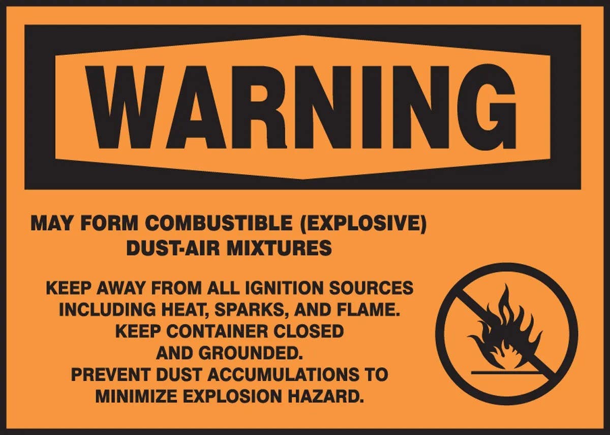 AccuformNMC LCHL301VSP Safety Label, Warning, May Form Combustible (Explosive)..., Adhesive Vinyl, 5" H x 7" W, 5/Pk