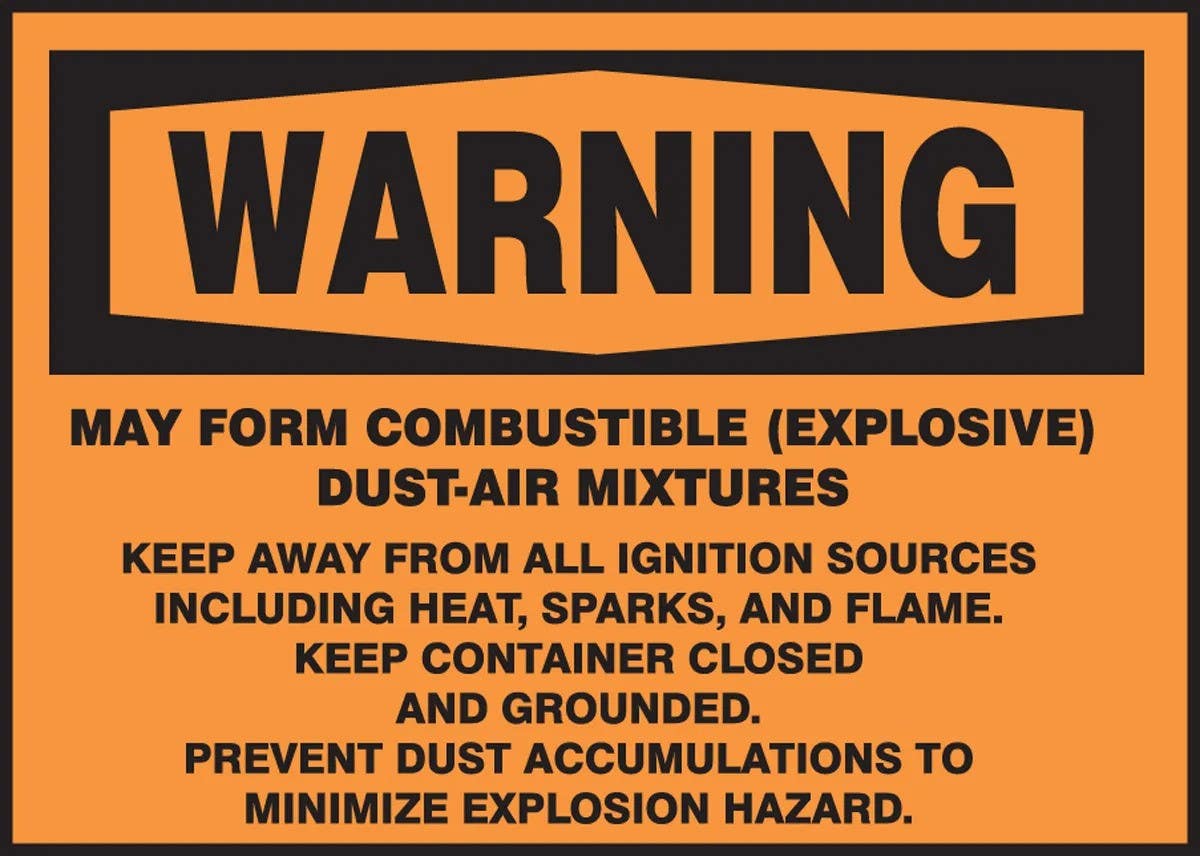 AccuformNMC LCHL303XVE OSHA Warning Safety Label, May Form Combustible (Explosive)…, Adhesive Dura Vinyl, 5" H x 7" W