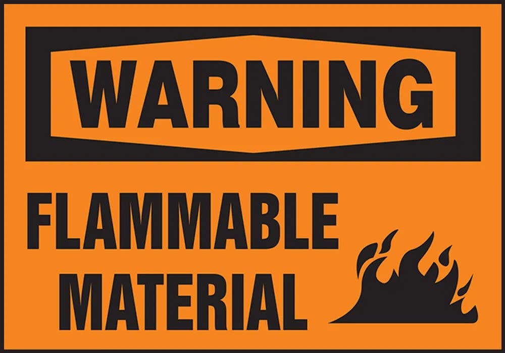 AccuformNMC LCHL315XVE OSHA Warning Safety Label, Flammable Material, Adhesive Dura Vinyl, 3-1/2" H x 5" W