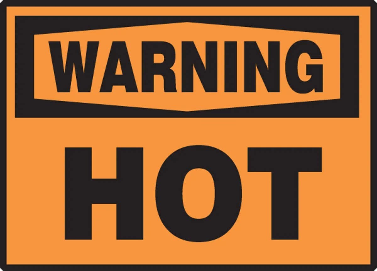 AccuformNMC LCHL327VSP OSHA Warning Safety Label, Hot, Adhesive Vinyl, 3-1/2" H x 5" W, 5/Pk