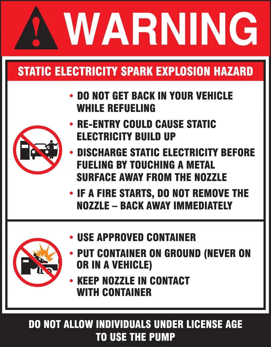 AccuformNMC LCHL338 Safety Label, Warning, Static Electricity Spark Explosion Hazard, Adhesive Dura-Vinyl, 4-1/2" H x 3-1/2" W