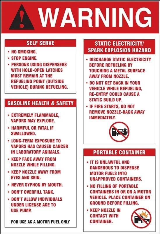 AccuformNMC LCHL340 Warning Safety Label, Fuel Pump Information, Adhesive Dura-Vinyl, 12-1/4" H x 8-1/4" W
