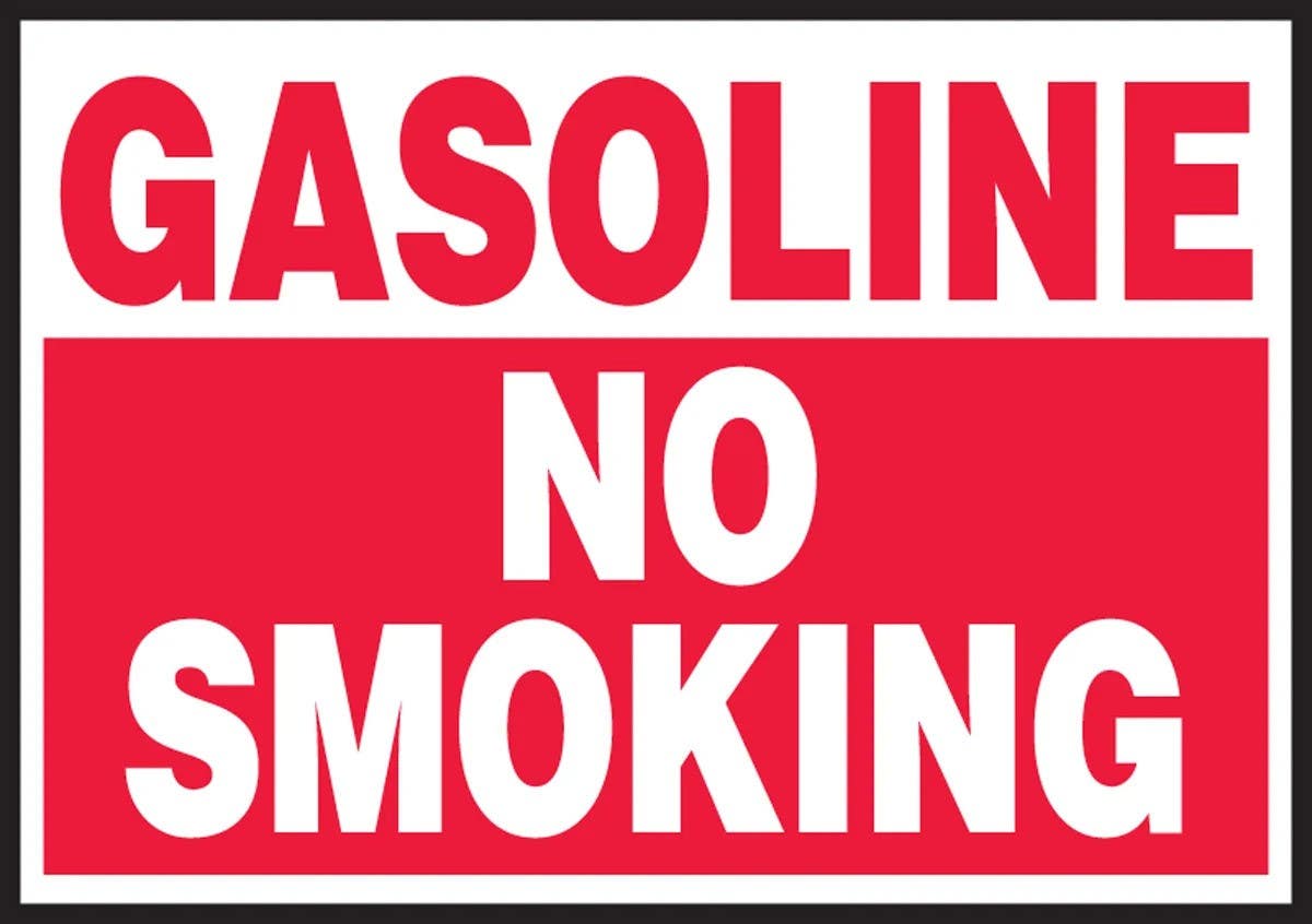 AccuformNMC LCHL502VSP Safety Label, Gasoline, No Smoking, Adhesive Vinyl, 3-1/2" H x 5" W, 5/Pk