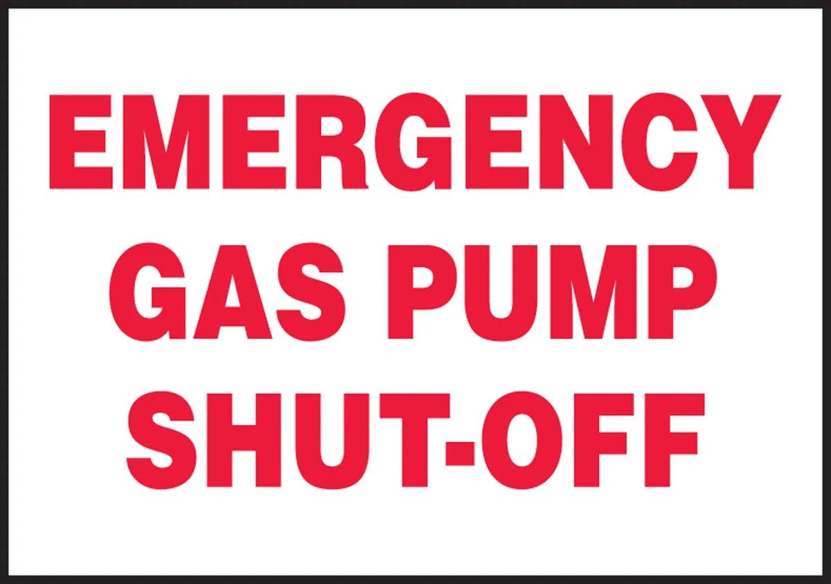 AccuformNMC LCHL541VSP Safety Label, Emergency Gas Pump Shut-Off, Adhesive Vinyl, 3-1/2" H x 5" W, 5/Pk