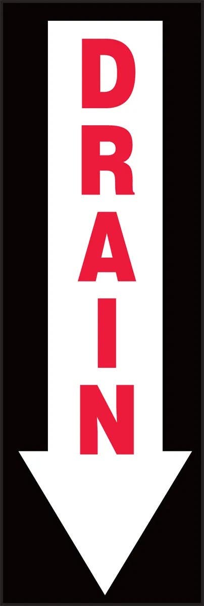 AccuformNMC LCHL547 Safety Label, Drain, Adhesive Dura-Vinyl, 6" H x 2" W