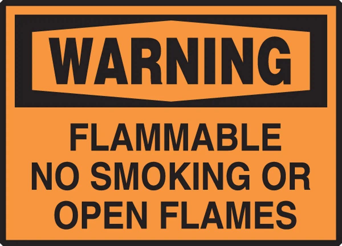 AccuformNMC LCHL811VSP OSHA Warning Safety Label, Flammable No Smoking Or Open Flames, Adhesive Vinyl, 3-1/2" H x 5" W, 5/Pk