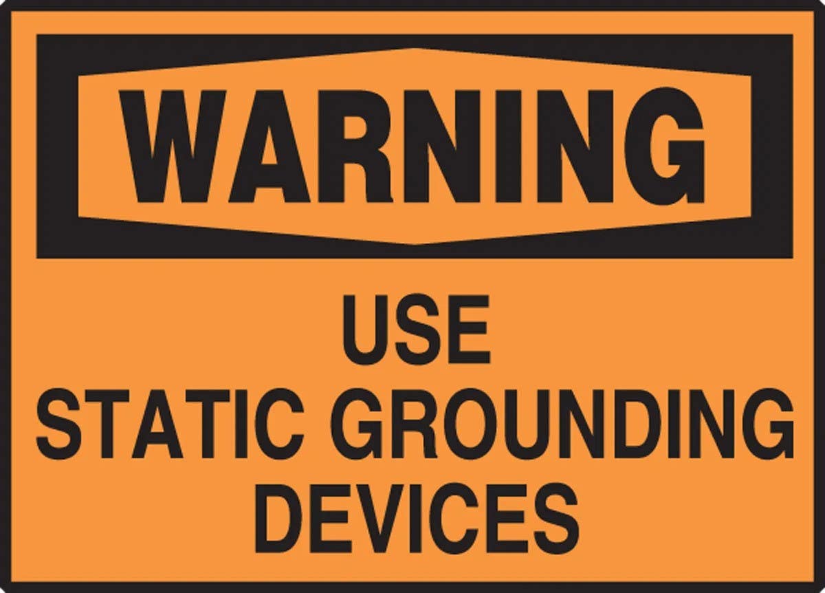 AccuformNMC LCHL812VSP OSHA Warning Safety Label, Use Static Grounding Devices, Adhesive Vinyl, 3-1/2" H x 5" W, 5/Pk