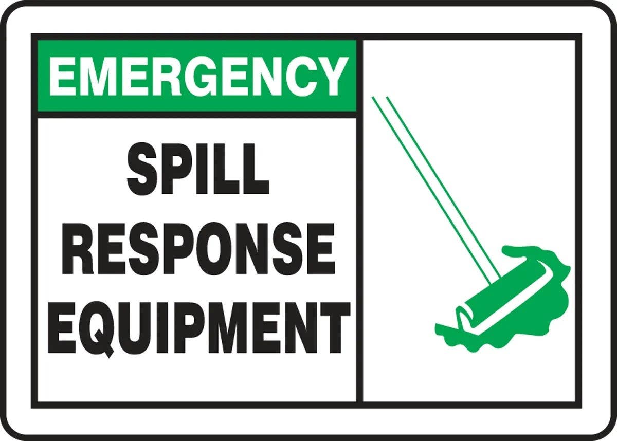 AccuformNMC LCHL901XVE Safety Label, Spill Response Equipment, Adhesive Dura-Vinyl, 3-1/2" H x 5" W