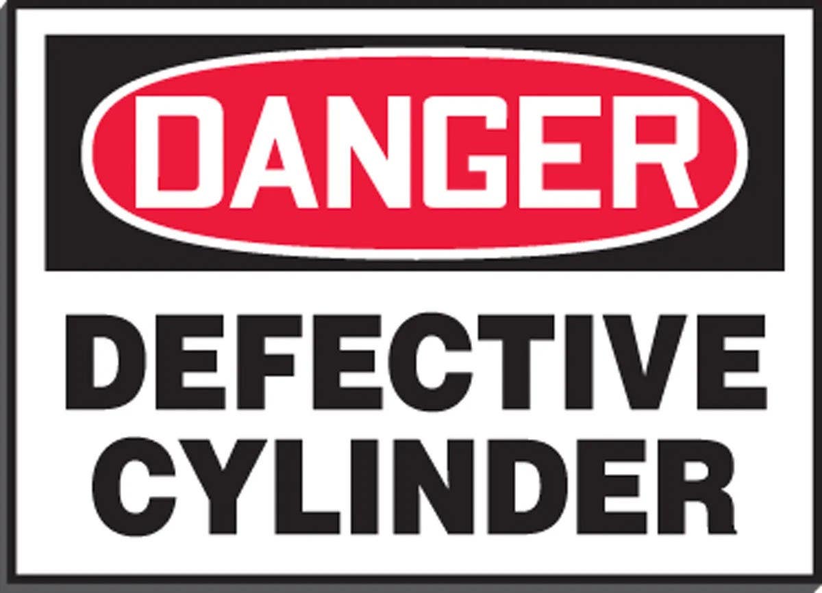 AccuformNMC LCPG100 Safety Label, Danger, Defective Cylinder, Magnetic Vinyl, 5" H x 7" W