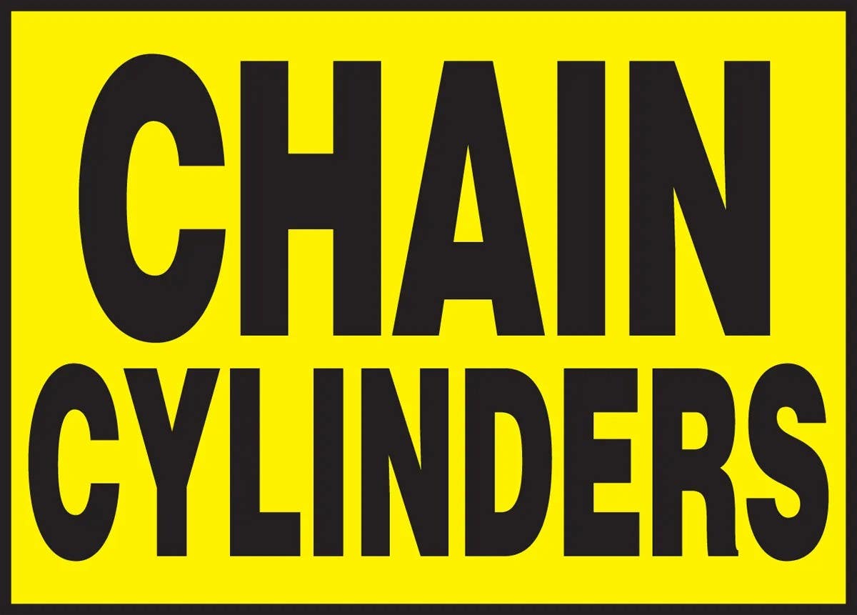 AccuformNMC LCPG511VSP Chemical & Hazardous Safety Label, Chain Cylinders, Adhesive Vinyl, 3-1/2" H x 5" W, 5/Pk