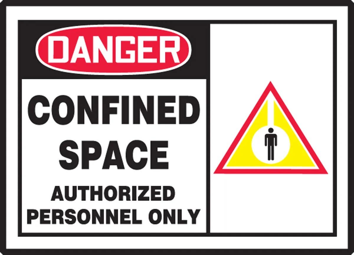 AccuformNMC LCSP001XVE Safety Label, Confined Space, Authorized Personnel Only, Adhesive Dura-Vinyl, 3-1/2" H x 5" W