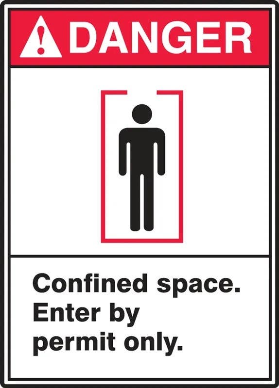 AccuformNMC LCSP100XVE Safety Label, Confined Space, Enter By Permit Only, Adhesive Dura Vinyl, 5" H x 3-1/2" W