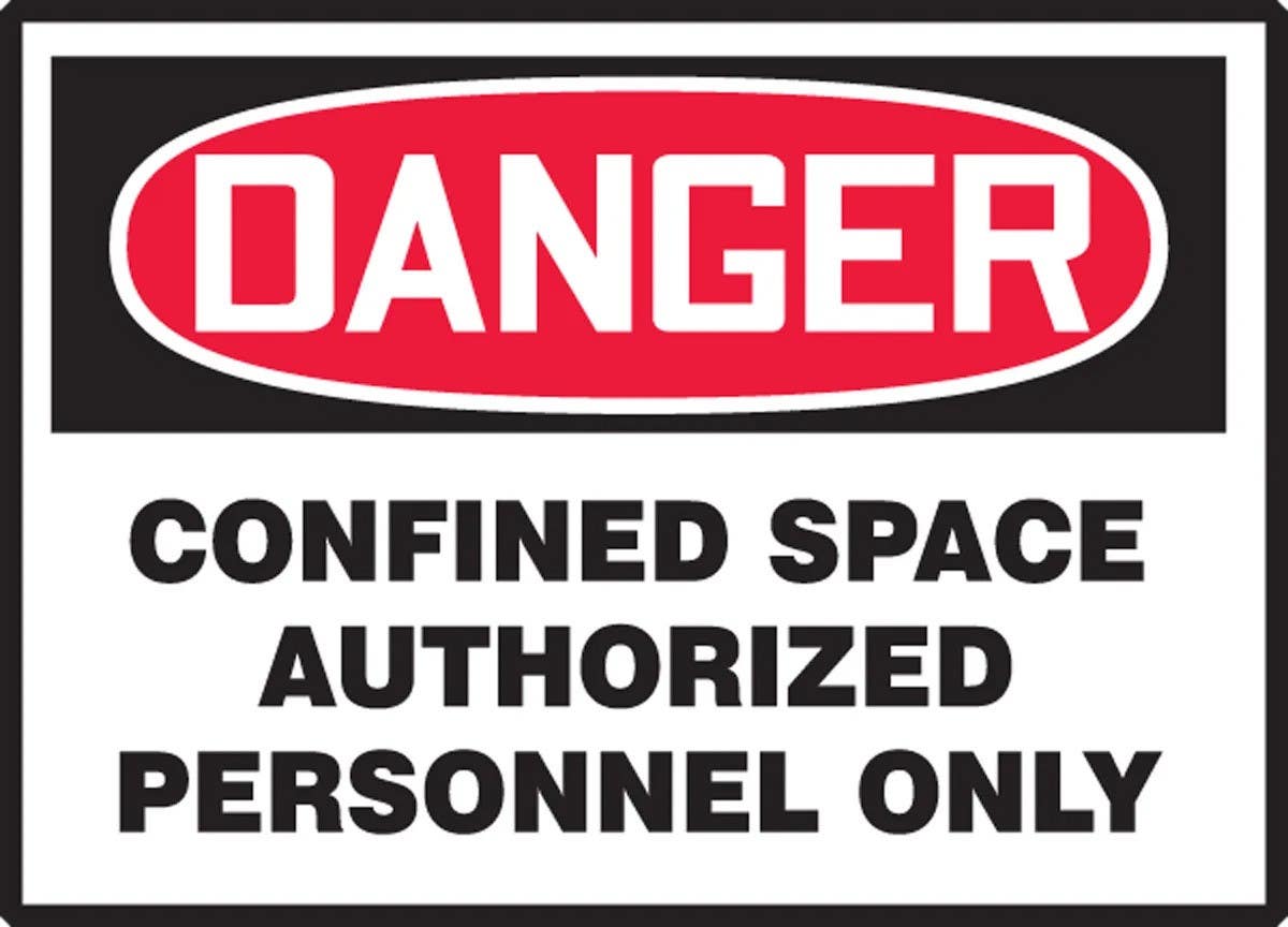 AccuformNMC LCSP240XVE Safety Label, Confined Space, Authorized Personnel Only, Adhesive Dura Vinyl, 5" H x 3-1/2" W